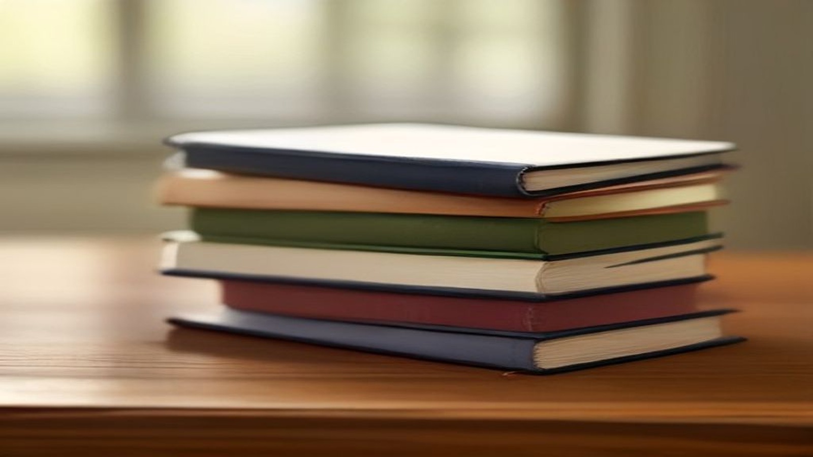 Стопка книг на деревянном столе