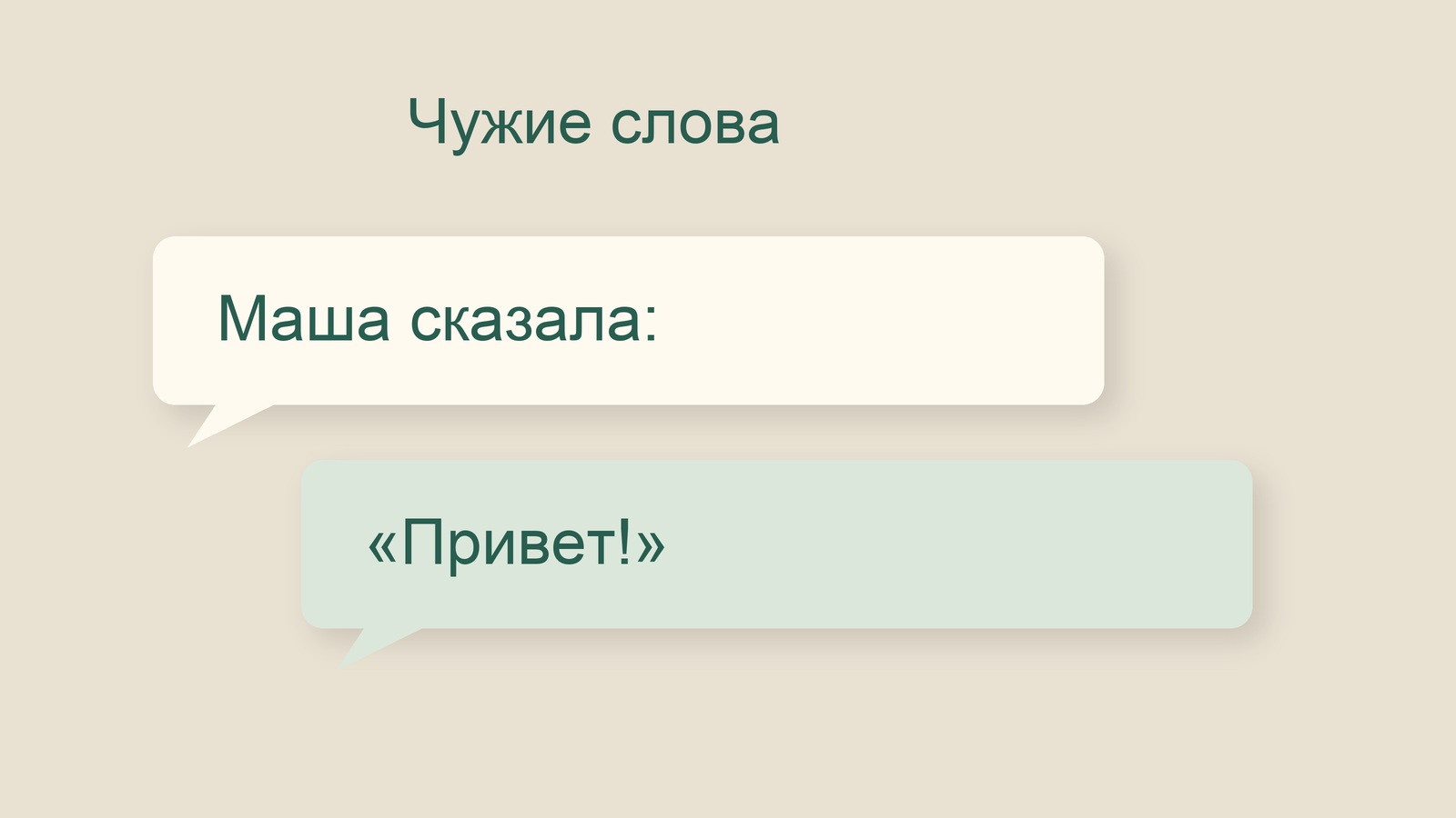 Учебная иллюстрация слов автора и реплики в кавычках